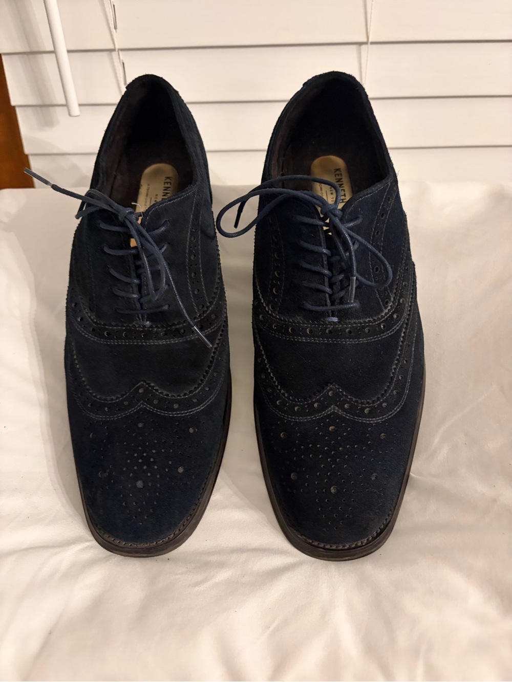 Kenneth Cole Men's Dark Navy Suede Wingtip Oxfords
